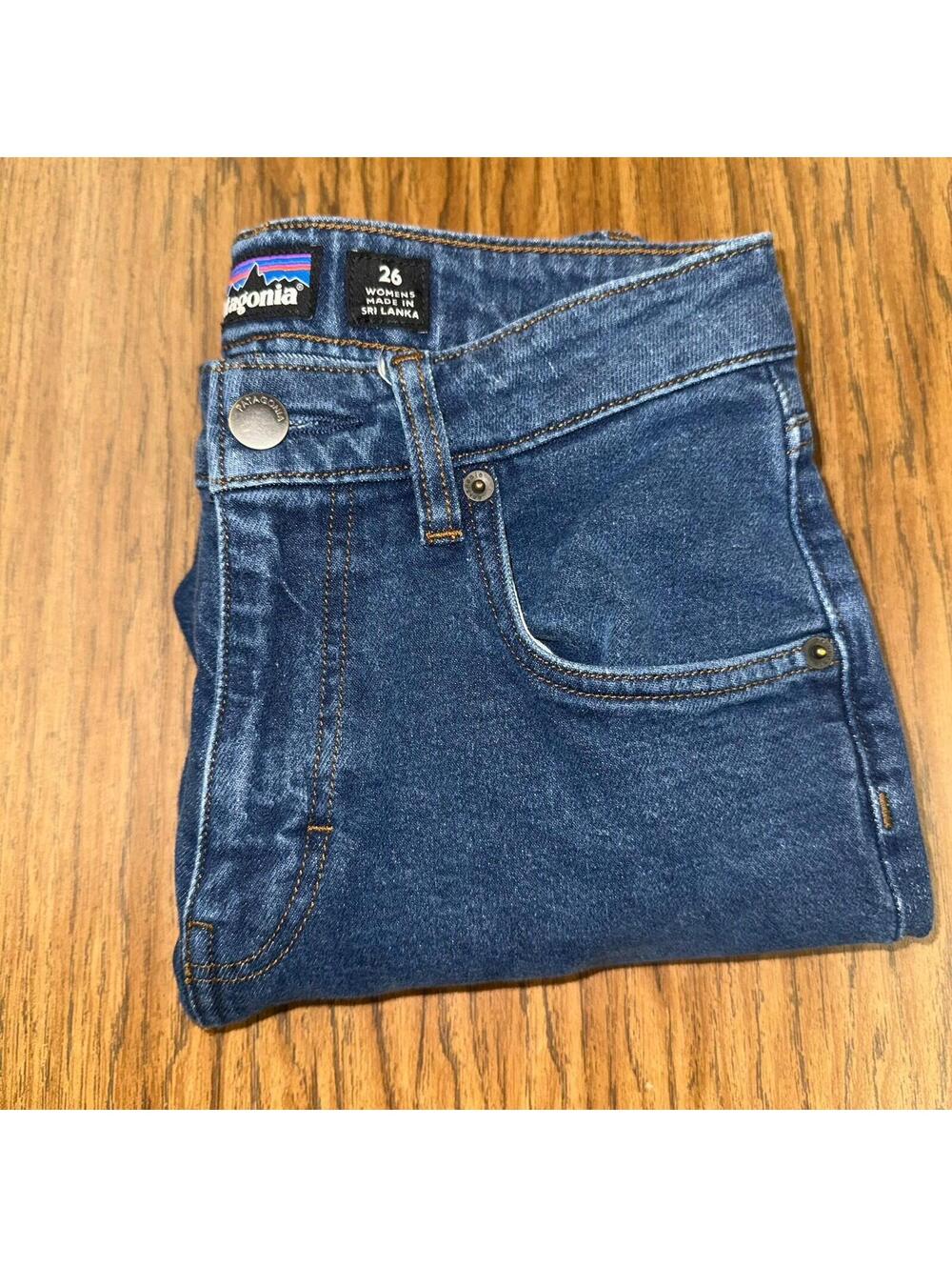 Patagonia Womens 26 Straight Slim Low Rise Dark Wash Blue Denim Jeans